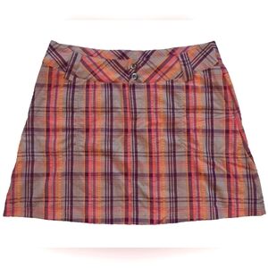 Patagonia Gray/Purple Plaid Outdoor Hiking Beach Mini Skirt Women's Size: 12